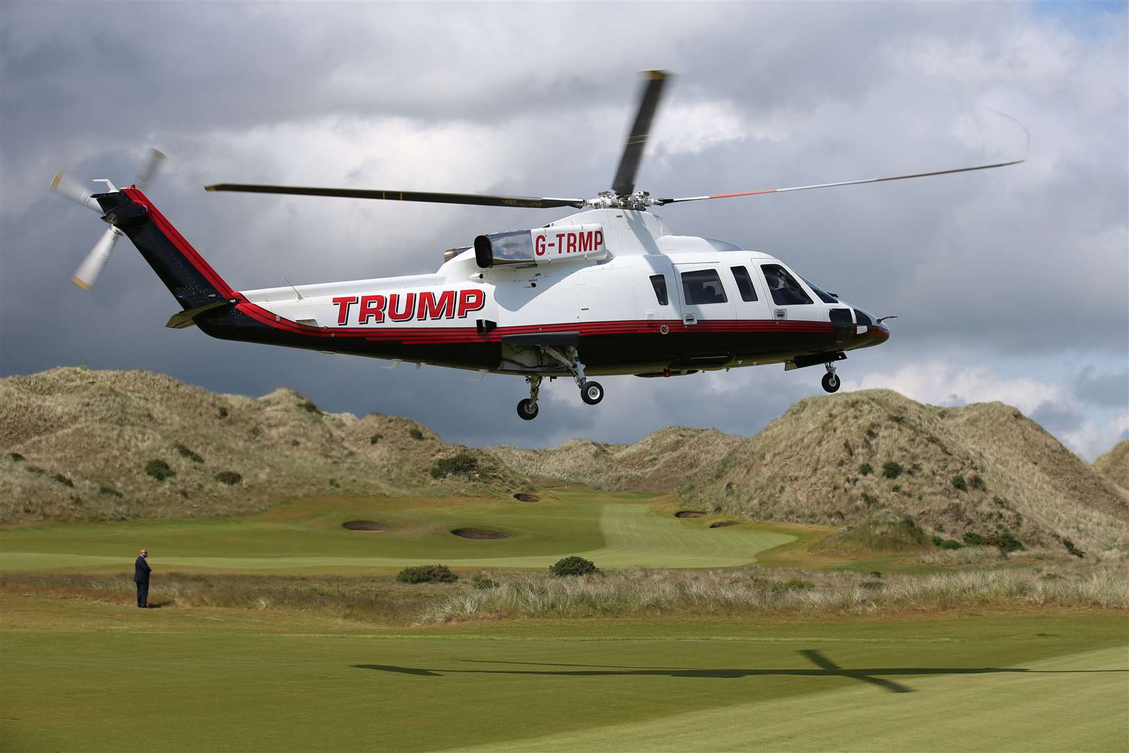 Donald Trump on a flying visit to Trump International golf resort in Aberdeenshire (Andrew Milligan/PA)