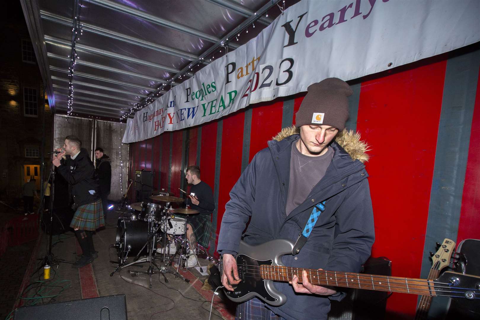 Local band Reviver entertained the revellers as they welcomed in the New Year at the Wick Street Party. Picture: Robert MacDonald/Northern Studios