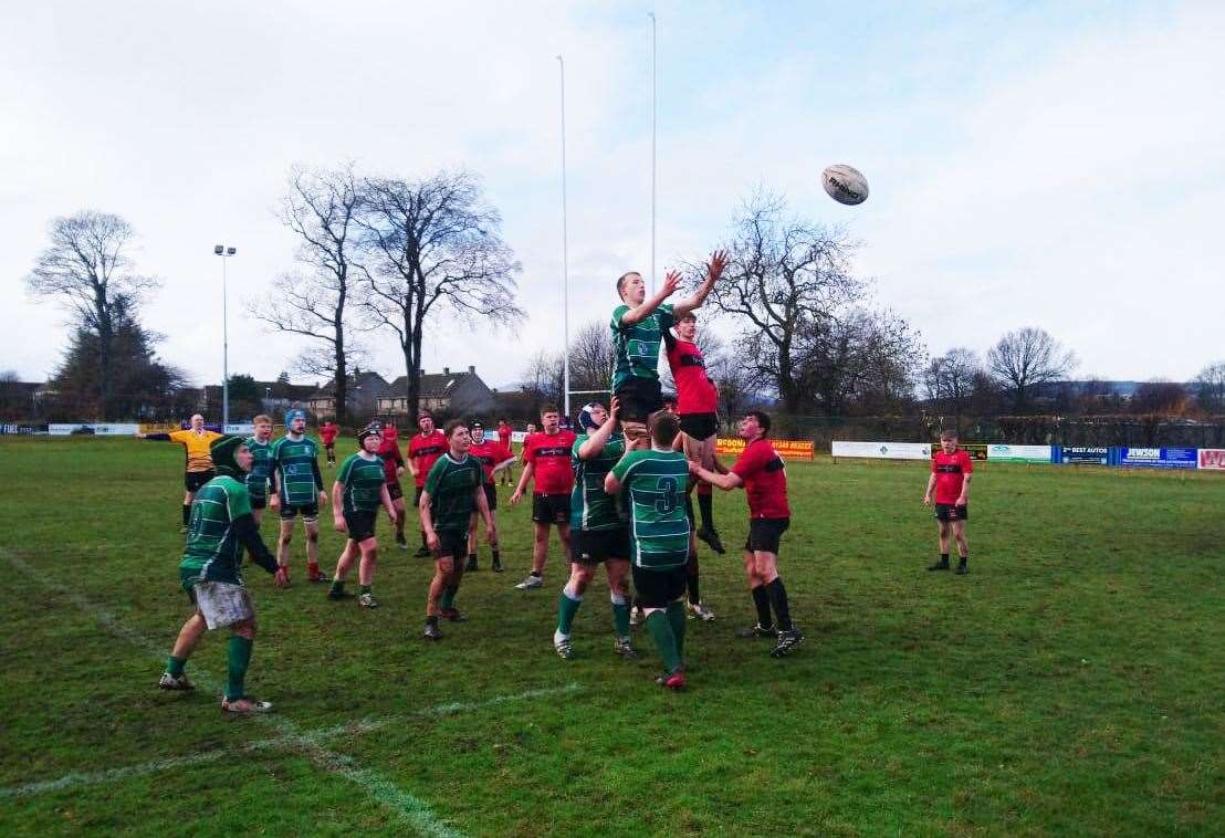Caithness lock forward Tyler Gordon competes for a lineout in Sunday's final in Invergordon.