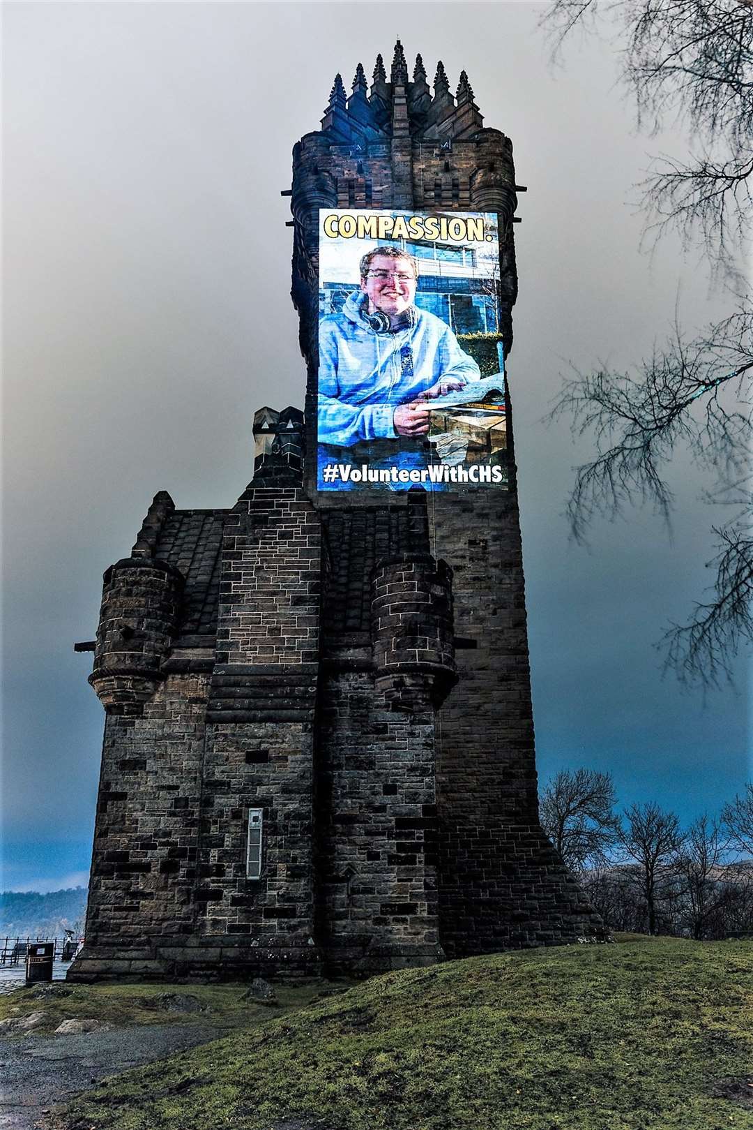 Projection on Wallace Monument in Stirling. Picture: Double Take Projections and Children’s Hearings Scotland.