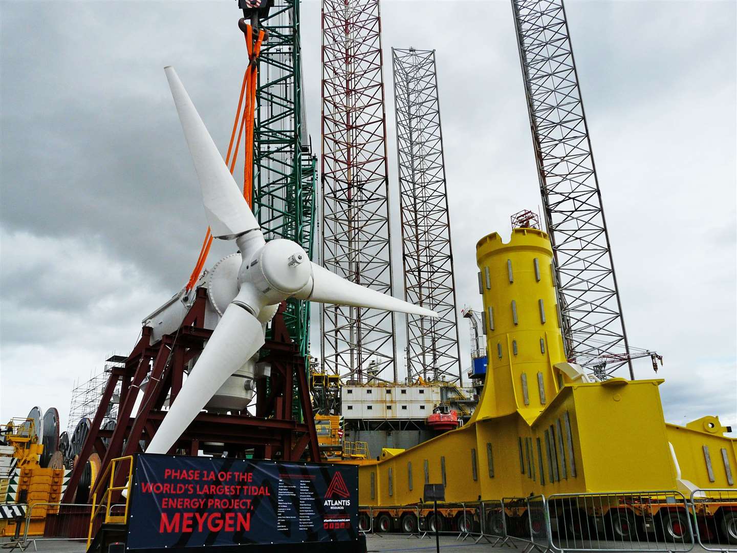 One of the MeyGen turbines at Nigg Energy Park in September 2016, prior to installation in the Pentland Firth. Picture: Alan Hendry