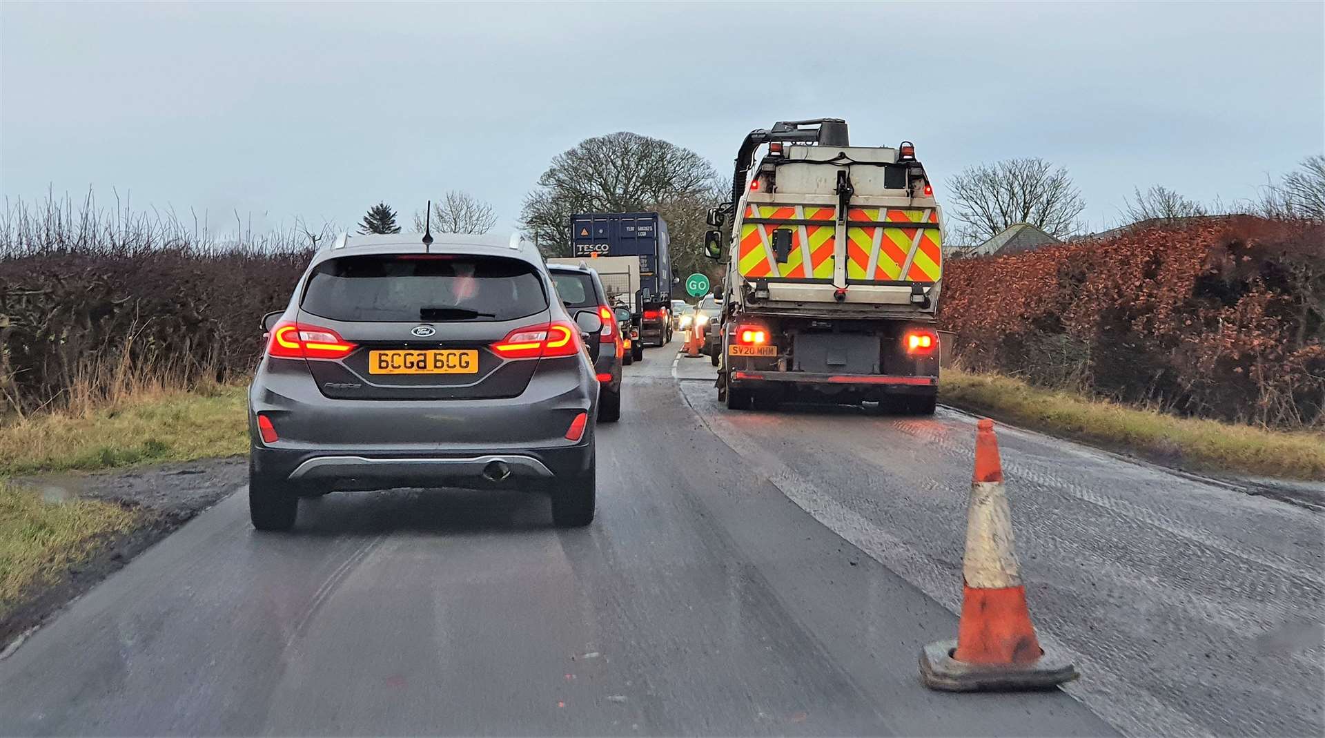 Roadworks on the A882 near Bilpster this afternoon. Picture: Nicky Stewart