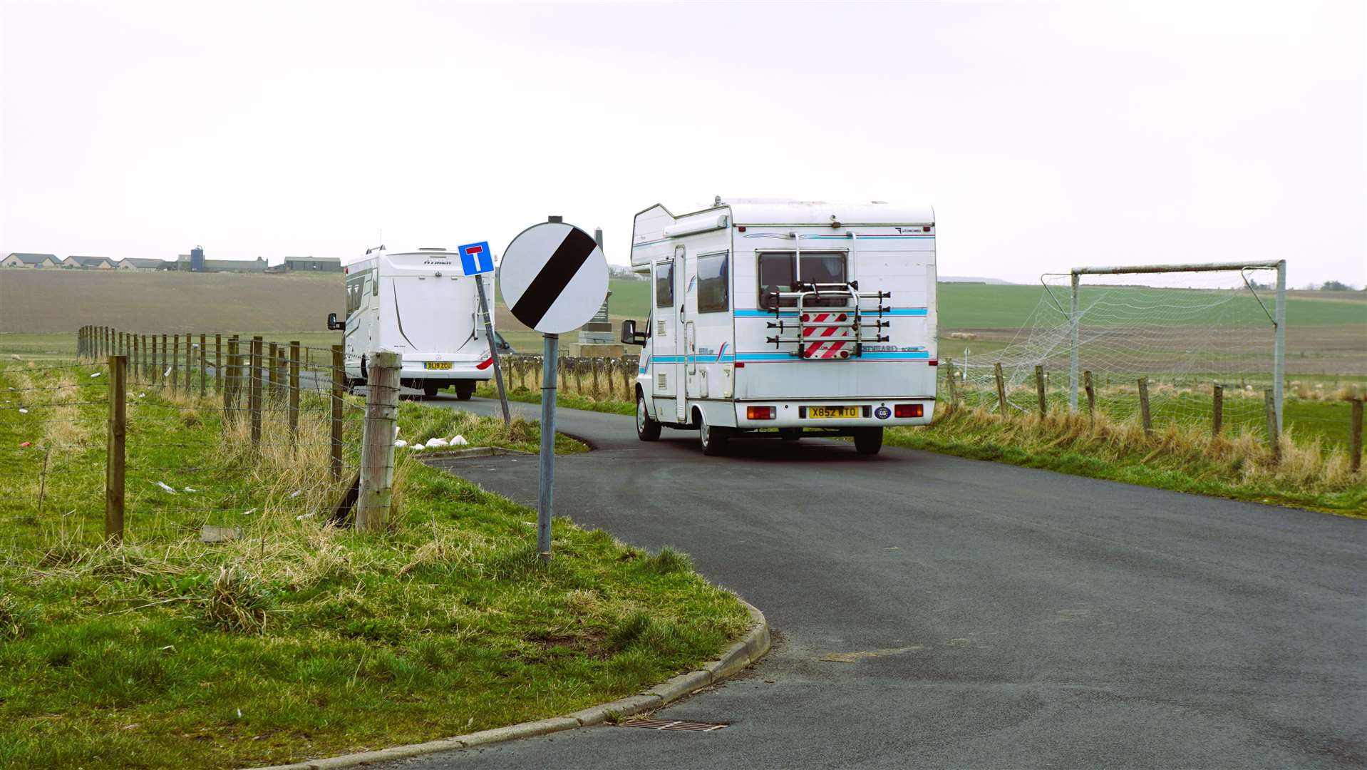 Campervans make their way to Noss Head around the junction. Picture: DGS