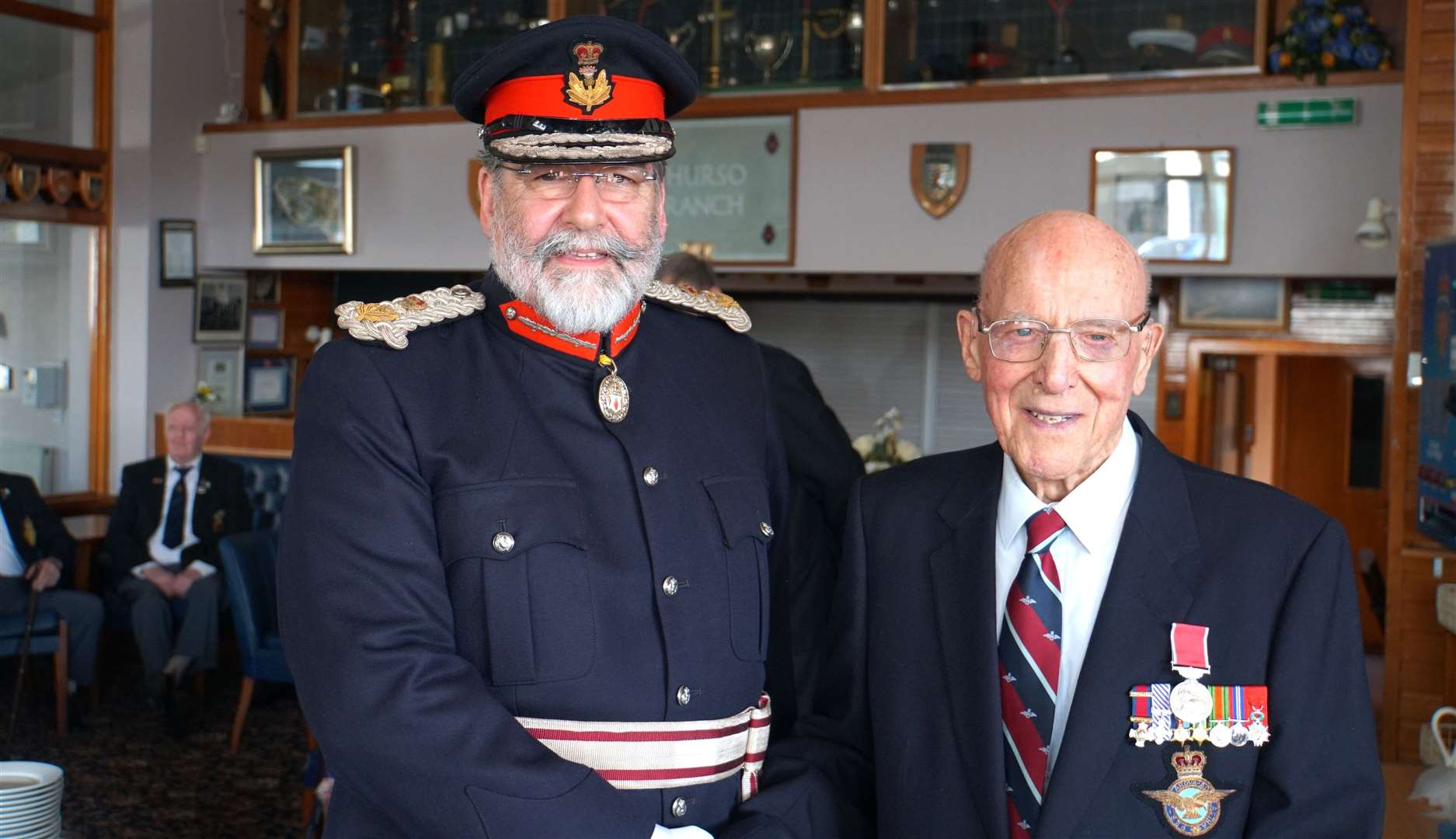 The Lord Lieutenant of Caithness, left, with Don Mason just after his BEM medal was pinned on at a special event in Thurso in May 2019.