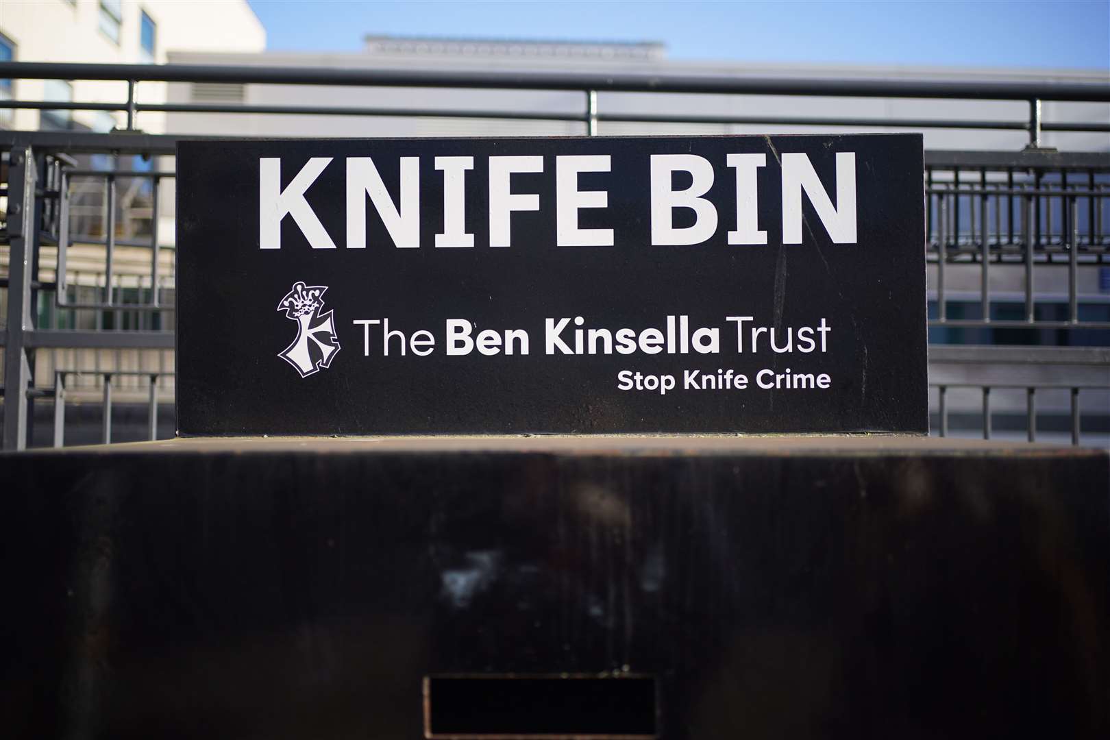 The charity has helped with the installation of knife bins, including outside Chelmsford Crown Court in Essex (Yui Mok/PA)