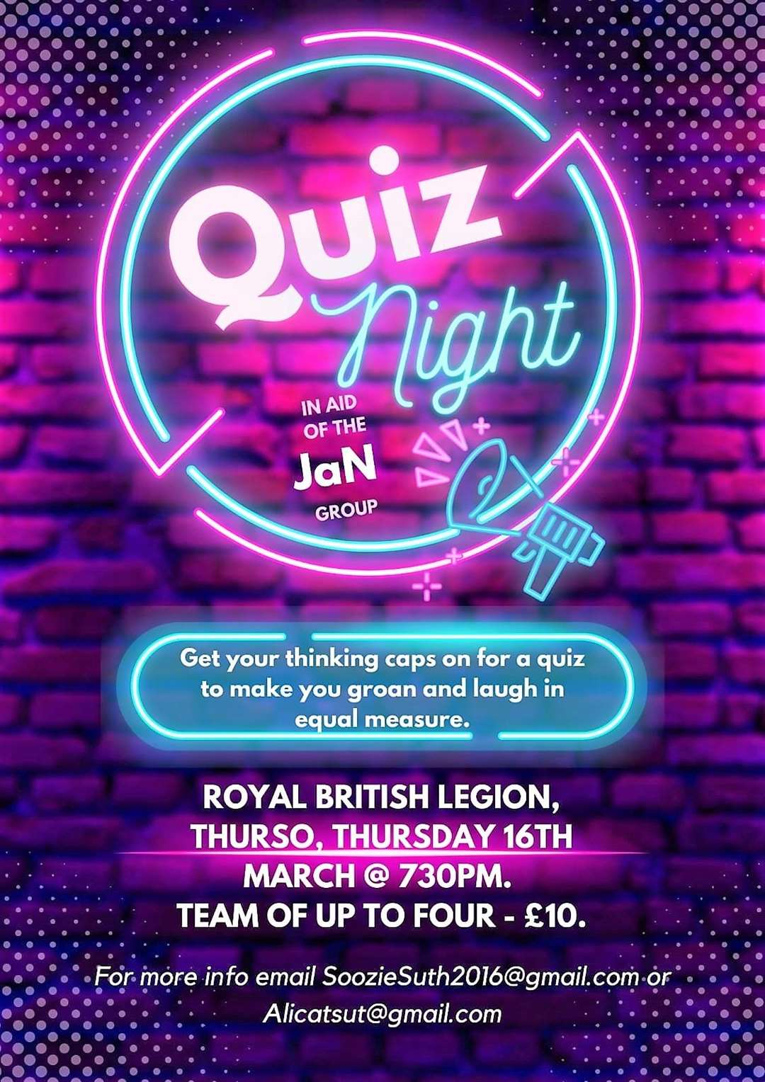 Poster for the JaN quiz night.