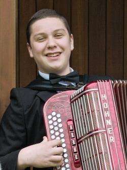 Young Brandon McPhee, from Castletown, who has opted to compete in the senior open accordion category at the Mod.