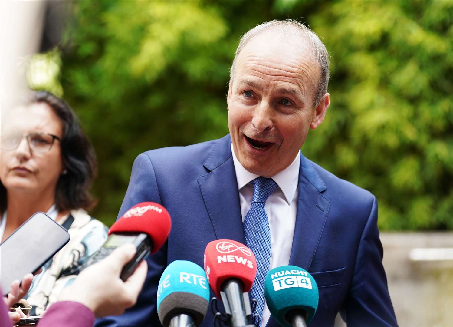 Tanaiste Micheal Martin speaking to members of the media following the opening session of the Consultative Forum on International Security Policy (Brian Lawless/PA)
