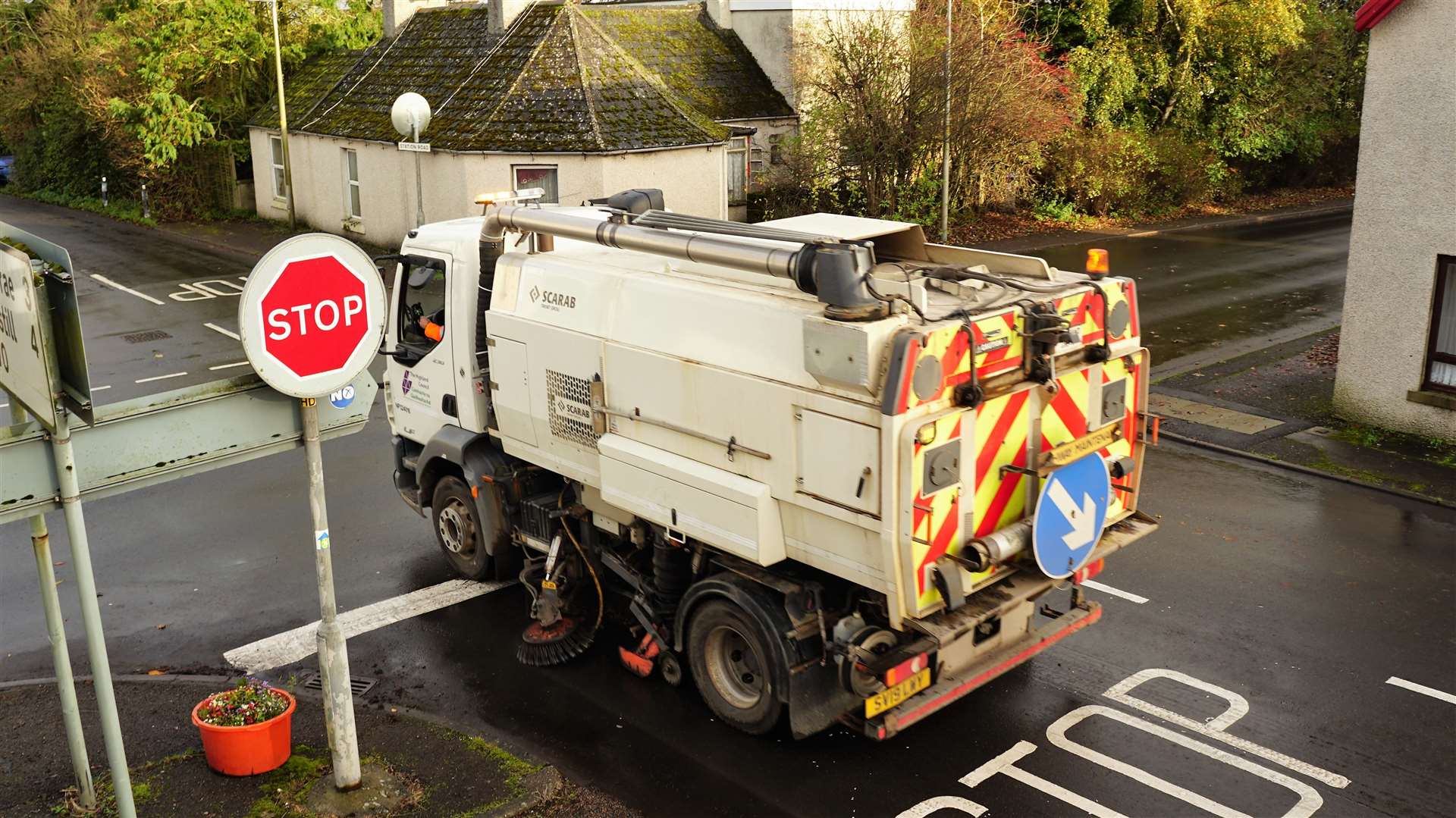 The Scarab truck-mounted sweeper spent at least two hours working its way through Watten. Picture: DGS