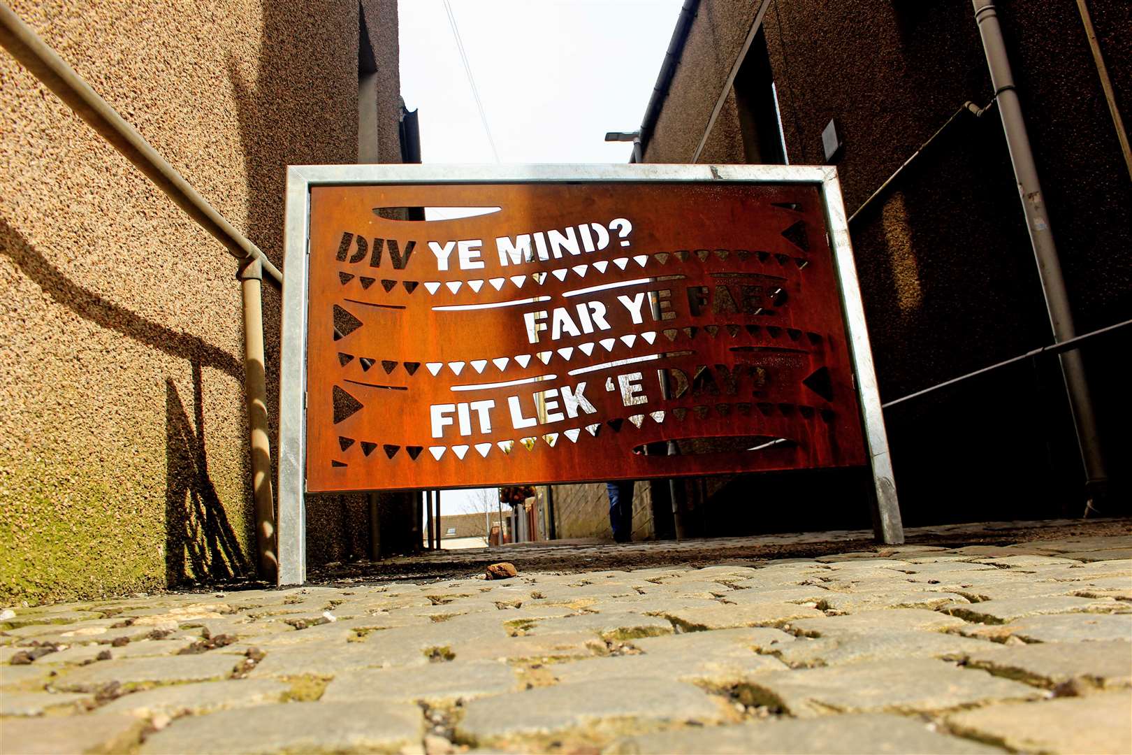 Dialect phrases on a decorative barrier at the bottom of John Street. Picture: Alan Hendry