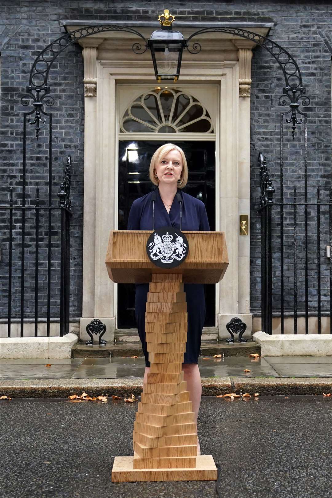 New prime minister Liz Truss makes a speech outside 10 Downing Street after accepting the Queen’s invitation to form a new government (Stefan Rousseau/PA)