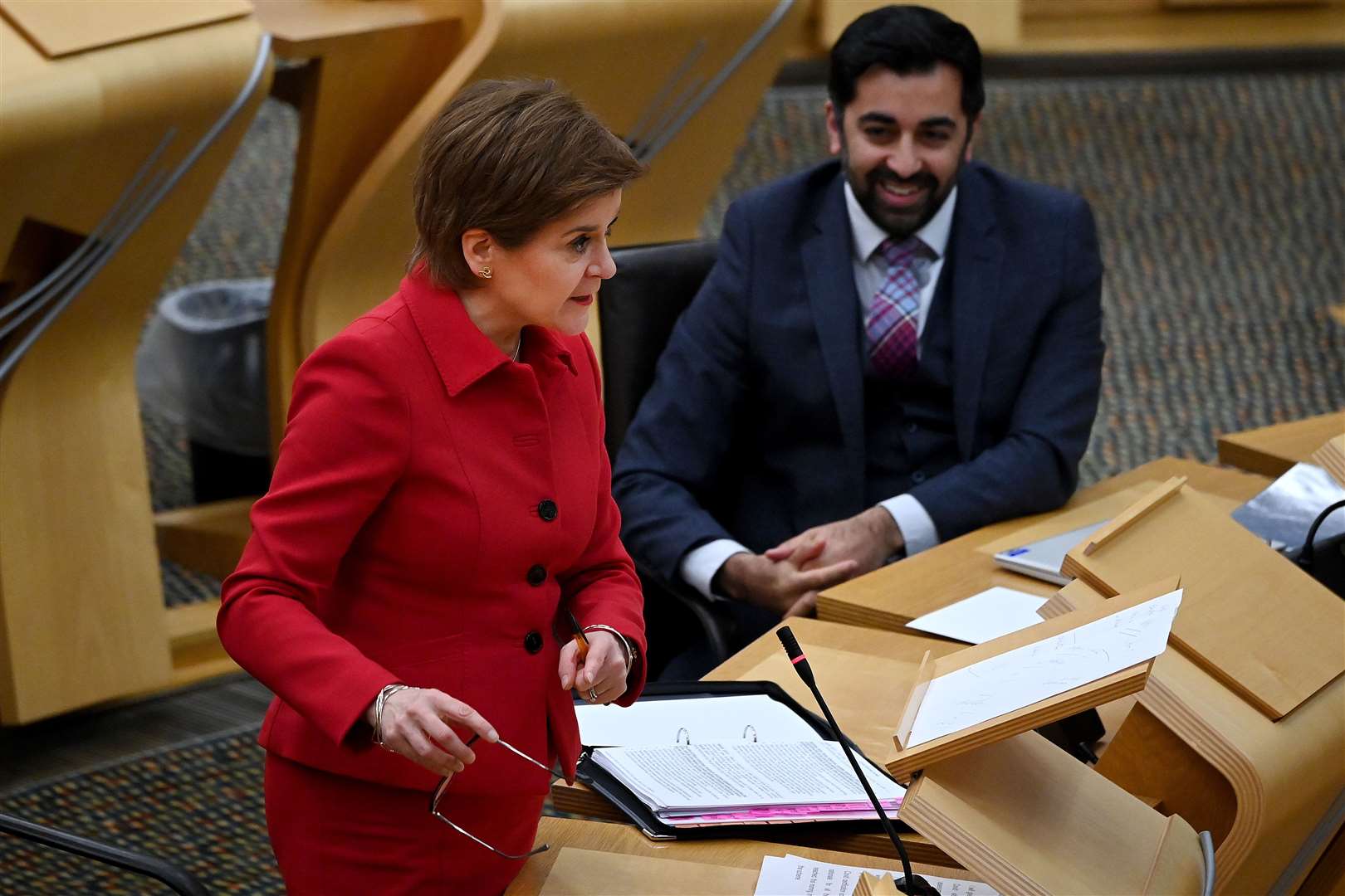 Humza Yousaf takes over from Nicola Sturgeon as SNP leader (Jeff J Mitchell/PA)