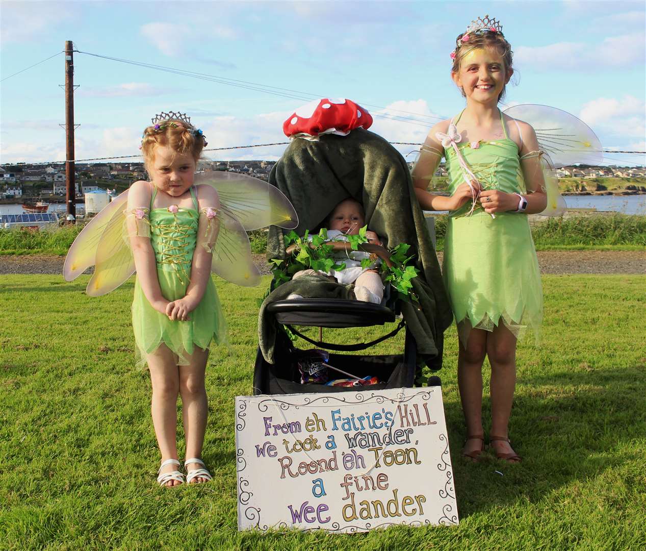 Three fairies from Fairies' Hill – Saoirse (5), Daisy (8) and Kelly-Flloyd (eight months), who were group winners. Picture: Alan Hendry