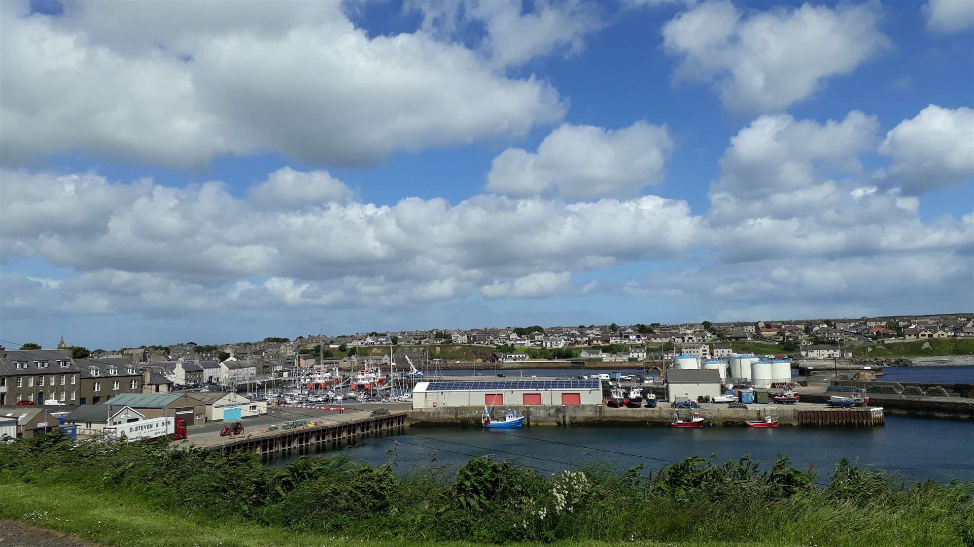 A perspective of Wick Harbour, from the Braehead, Wick, June 18 – note the rows or "streets" of Cumulus radiatus clouds. Picture: Keith Banks
