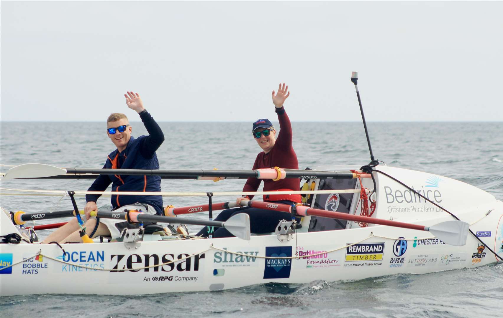 A cheery wave from Allan and Mhairi as they make their way out to sea on Saturday morning. Picture: Alan Hendry