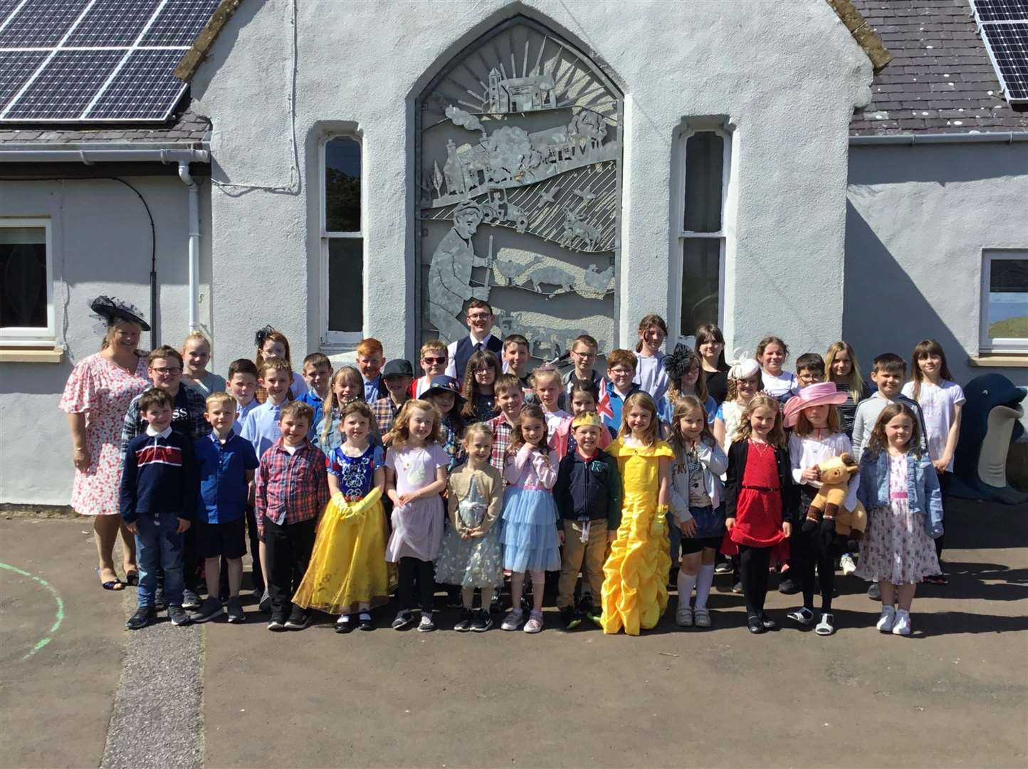 Children and staff had a Platinum Parade around the school.