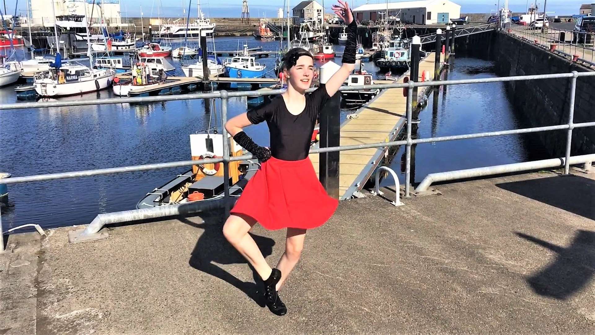 Olivia dances beside Wick harbour. Picture: Jane Murton-Armer