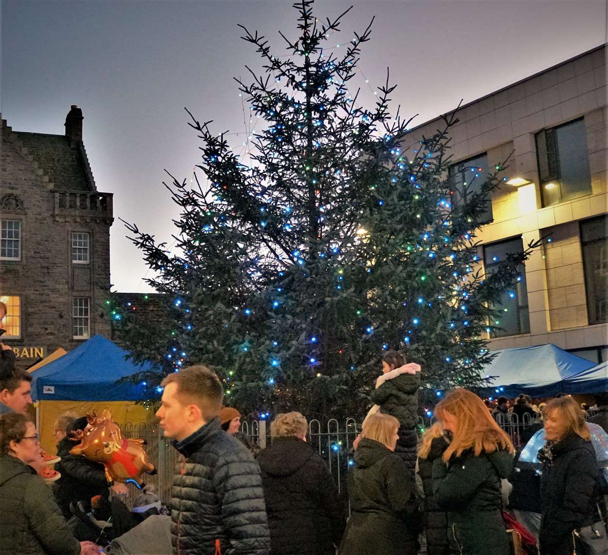 Wick Christmas lights were officially switched on at 4pm. Picture: DGS