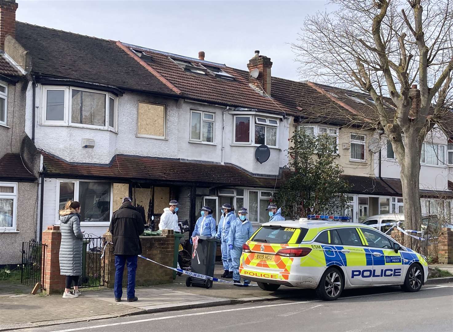 Forensic officers at the scene of the fatal fire in Streatham, south London (Tom Barnes/PA)