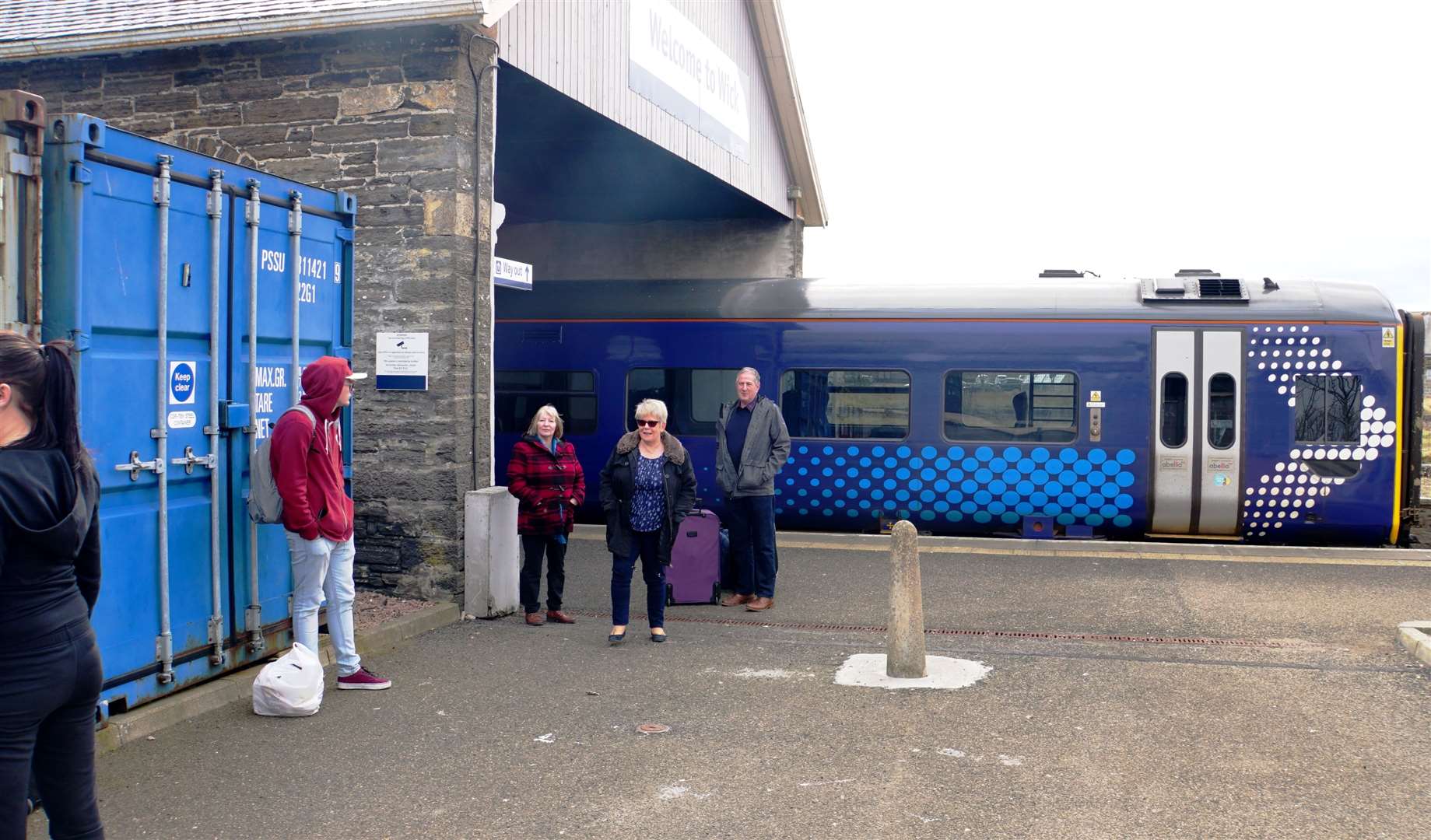 Passengers are left waiting in the cold on Sunday at Wick railway station.