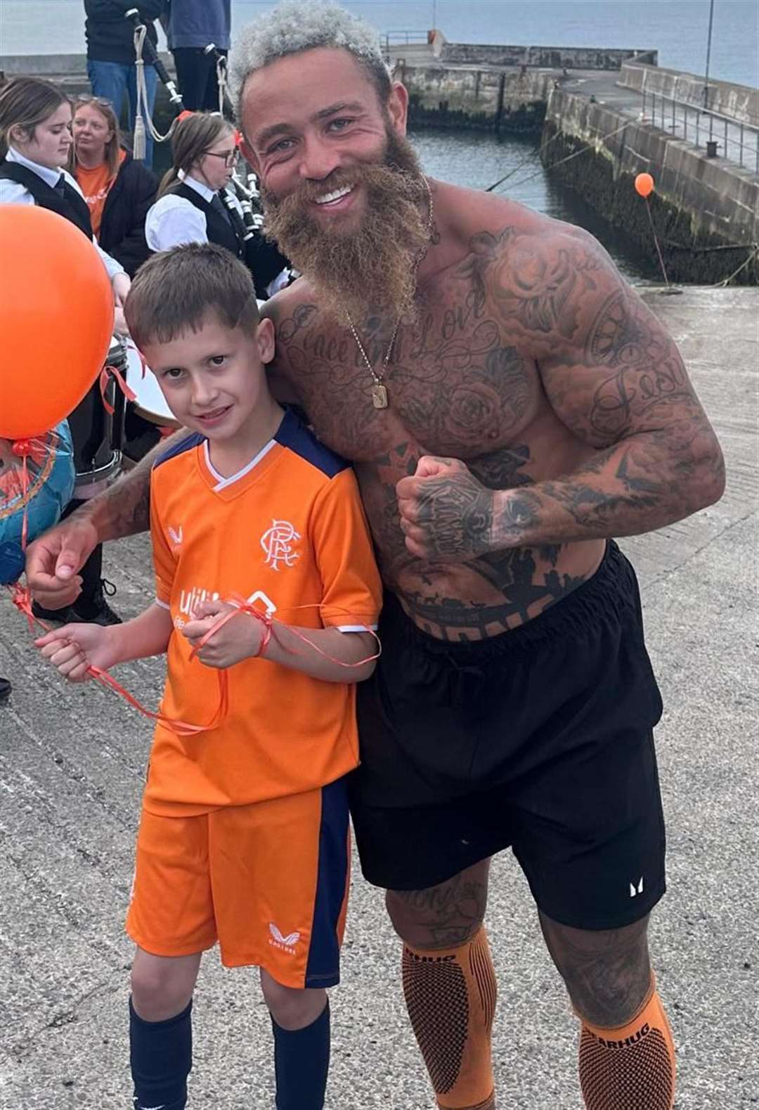 Ashley Cain and Danny Gow who was very proud to be there cheering him on