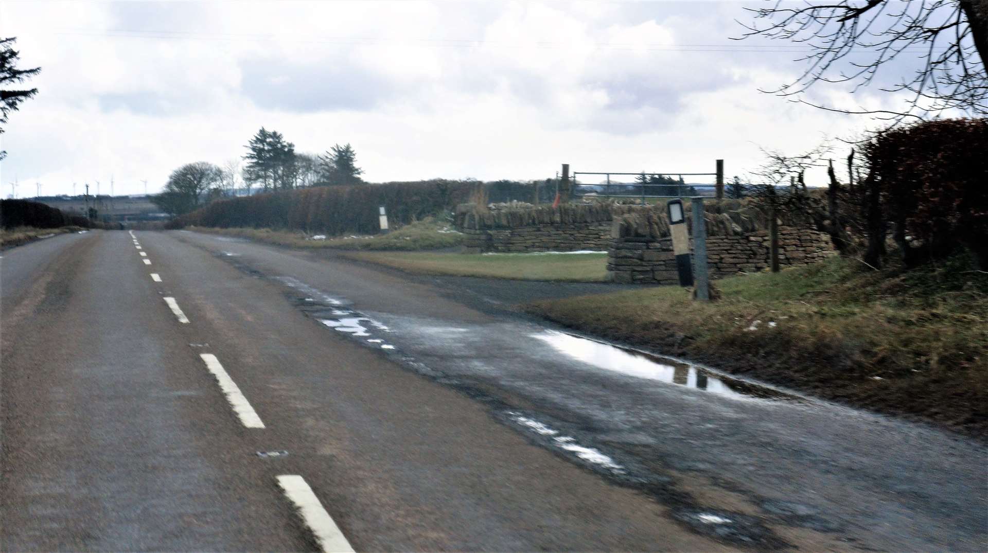 A line of potholes visible on the A882 near Oldhall on Sunday afternoon. Pictures: DGS