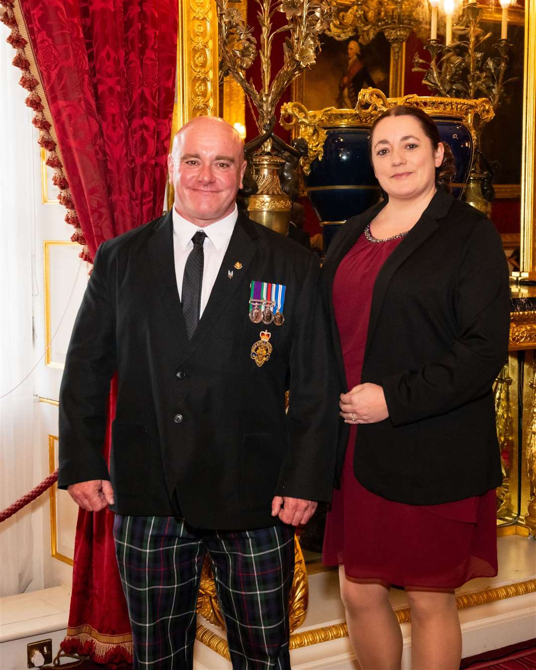 Kev Stewart and his partner Annemarie Simpson in St James's Palace.