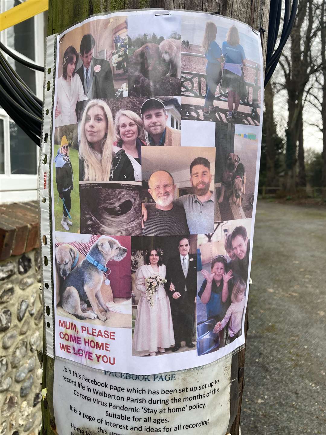 Signs in the village of Walberton, West Sussex, seeking help to find missing person Laurel Aldridge (Katie Boyden/PA)