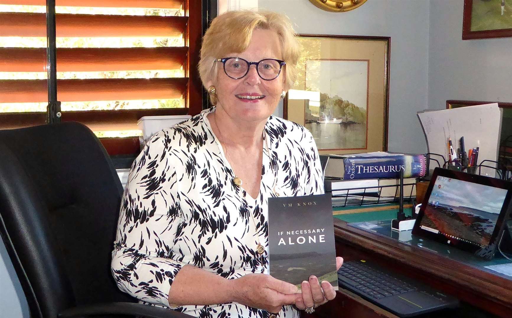 Australian author Victoria Knox with her wartime thriller set in Caithness called If Necessary, Alone.