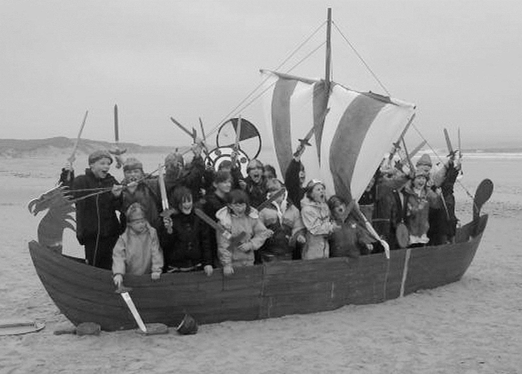 A group of children became Norse invaders for a morning when they took part in a Viking Ventures event Dunnet beach in 2007. They learned skills such as grinding corn, milking a cow and spearing a deer for dinner, as well as navigation techniques.