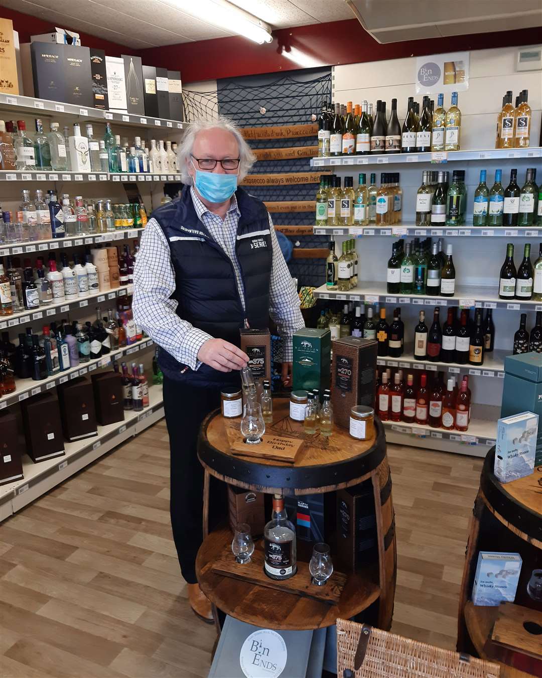 Murray Lamont, owner of Bin Ends, at one of the shop's new tasting areas.
