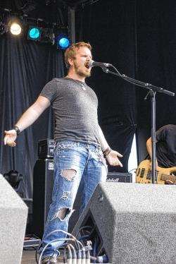 Roadway’s frontman Dougie Greig, originally from Thurso, on the main stage on Saturday.