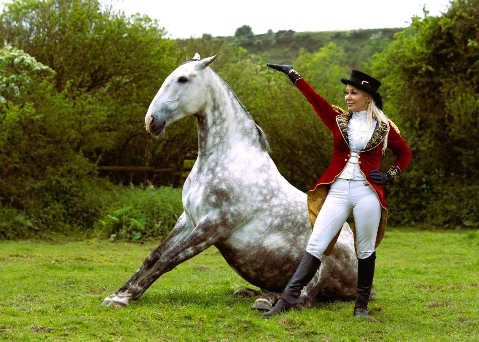 Natalie with her horse Marengo in action during a spring display at her stables in Lyth.