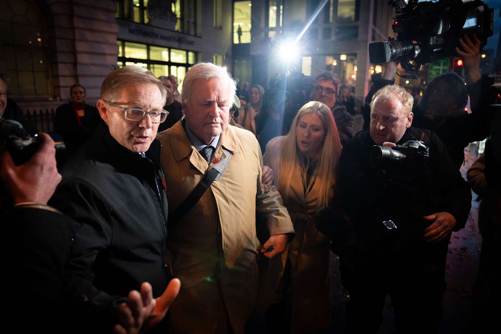 Conservative MP Bob Stewart leaving Westminster Magistrates’ Court after being found guilty (James Manning/PA)