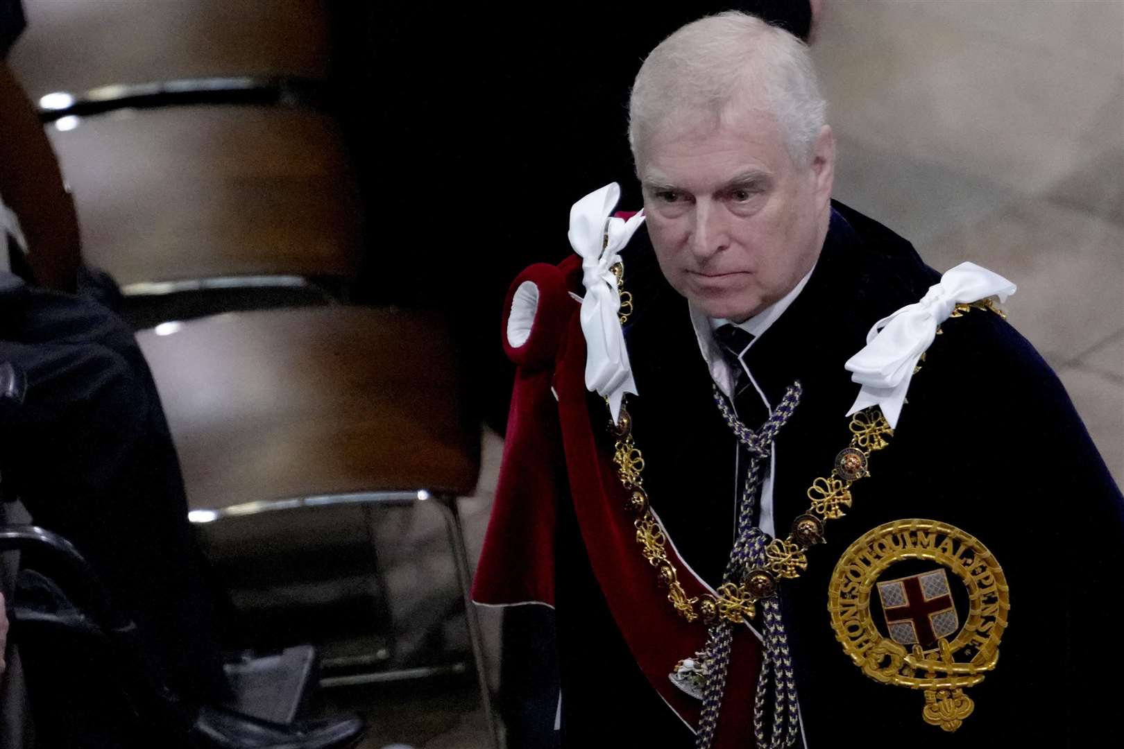 The Duke of York wearing his Garter robes at the King’s coronation (Kirsty Wigglesworth/PA)