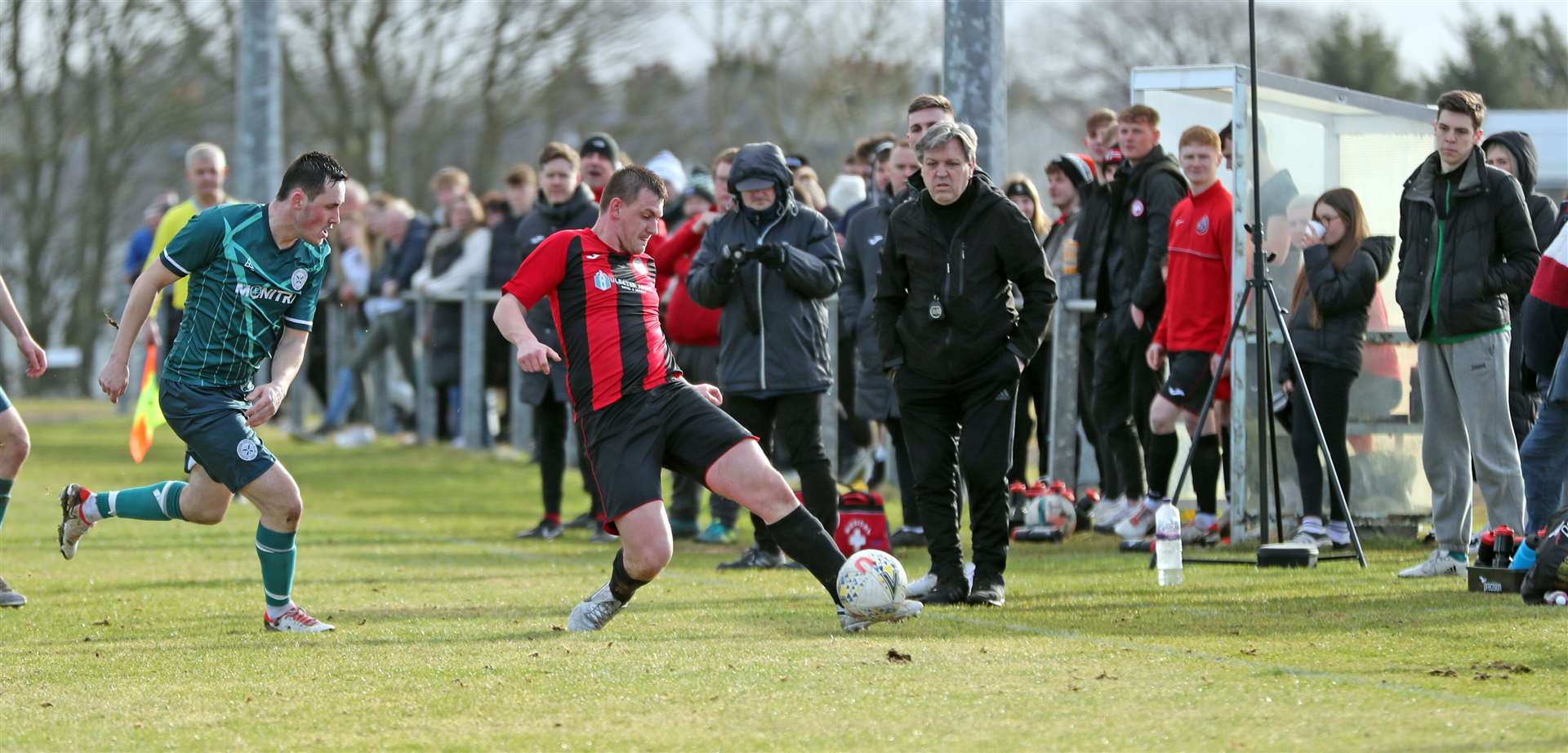 Halkirk United's Andy Mackay prepares to send in a left-wing cross. Picture: James Gunn