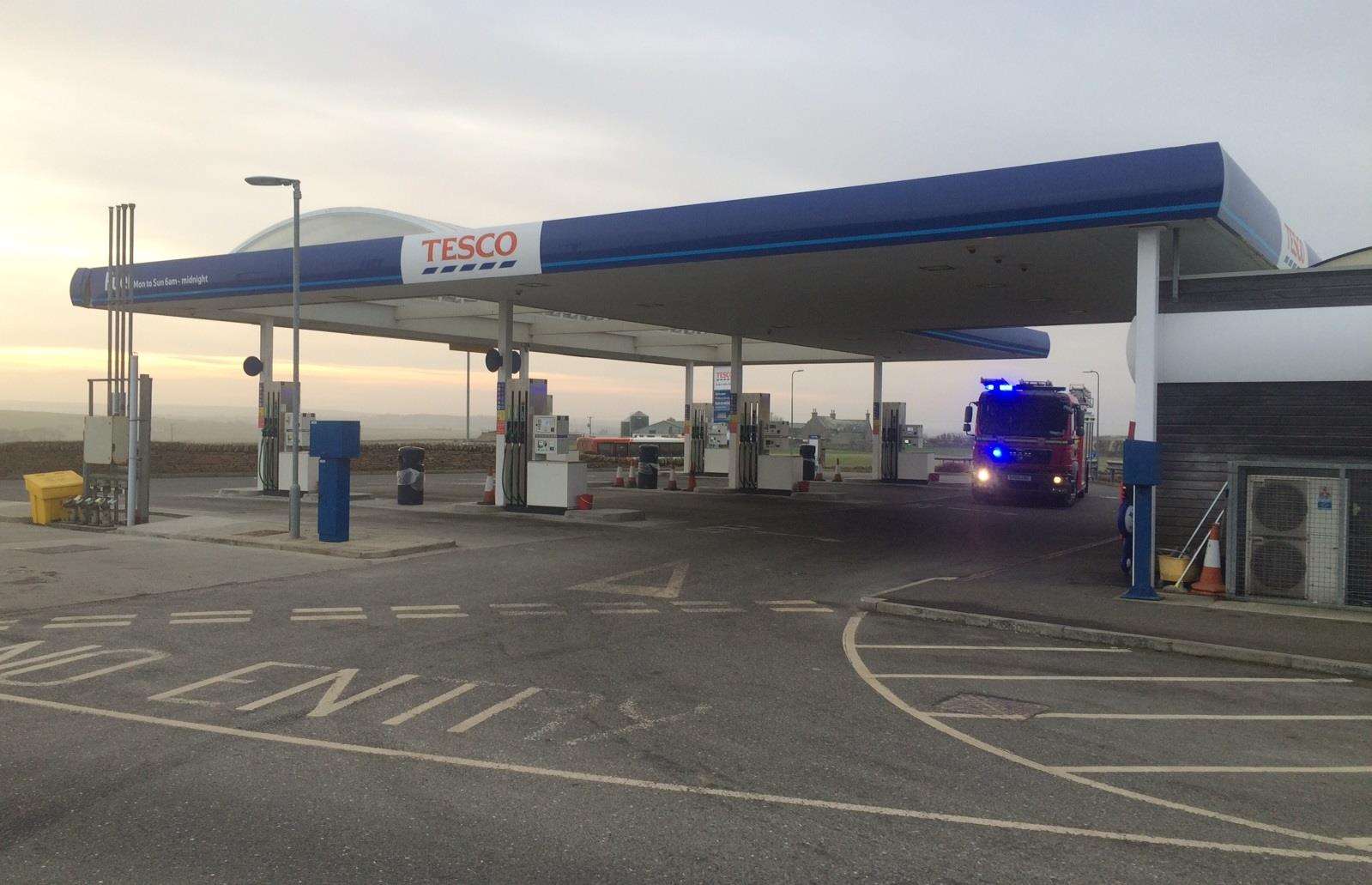 Fire crew investigated Tesco petrol station on Friday afternoon.
