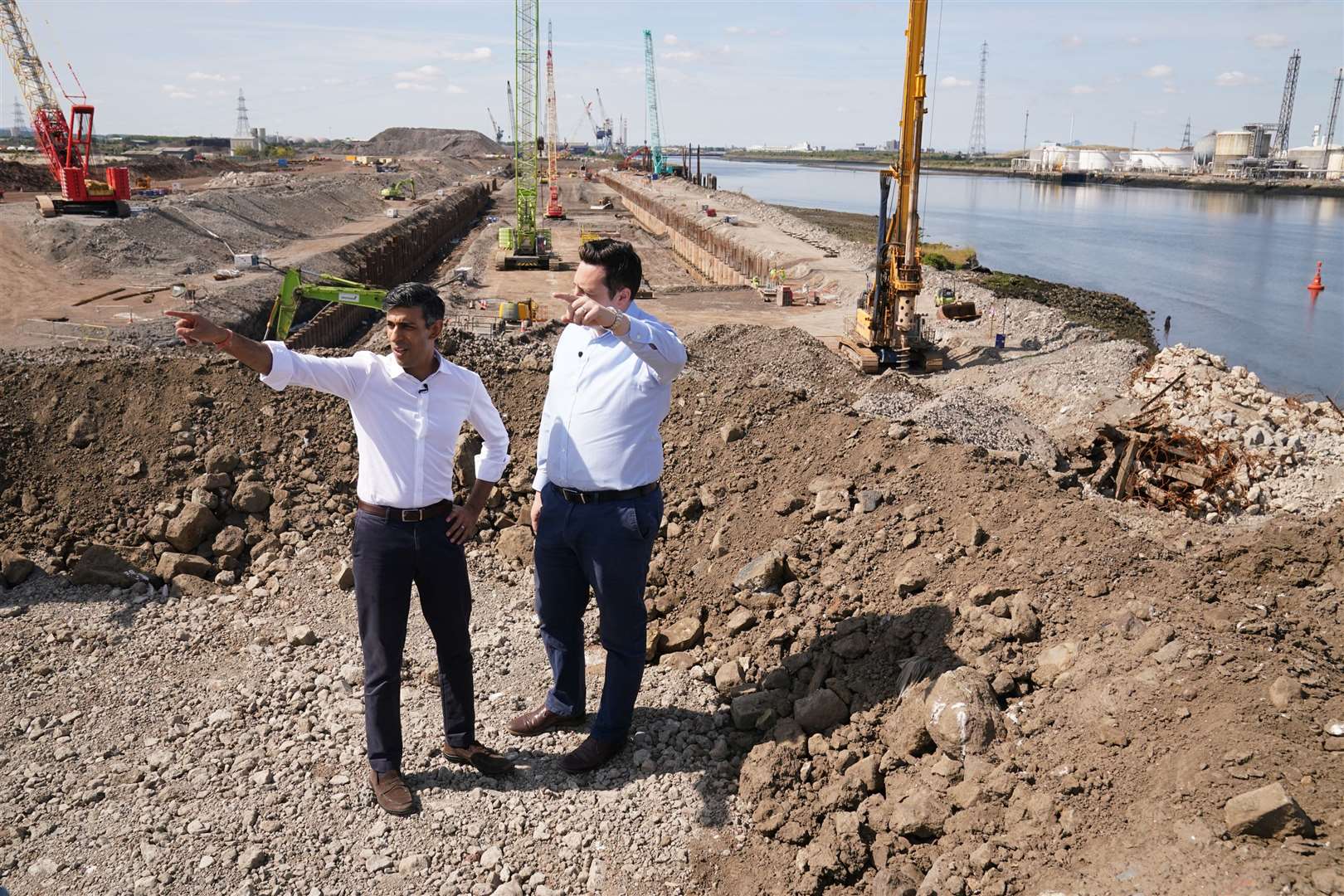 Rishi Sunak sees construction work at Teesside Freeport (Owen Humphreys/PA)