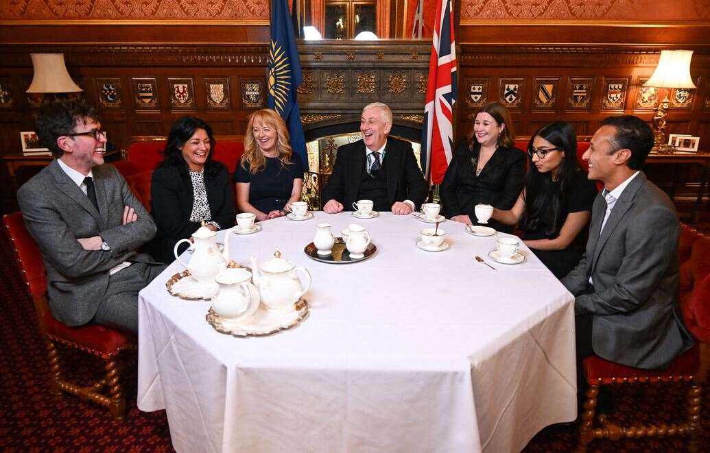 The Speaker and soap stars drank tea together (UK Parliament/Jessica Taylor/PA)