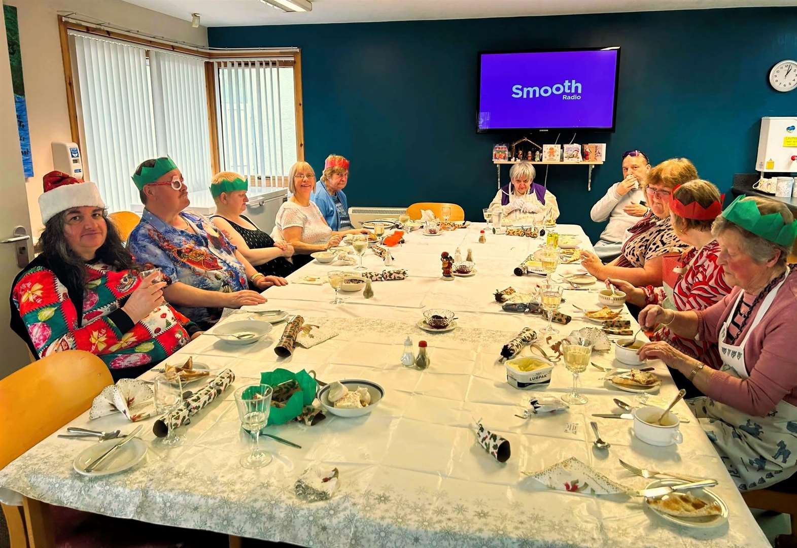 Staff and service users at Stepping Stones in Thurso on Christmas Day. Picture supplied