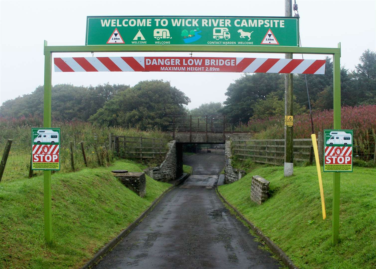 Additional signage has led to a reduction in the number of motorhomes hitting the railway bridge on the approach to Wick River Campsite.
