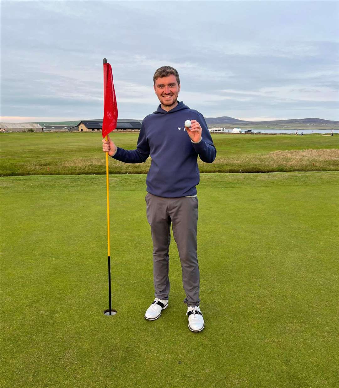 Reay's Tom Ross after achieving a hole in one at the Stromness Open at the weekend. It was his first hole in one and came at the 15th.