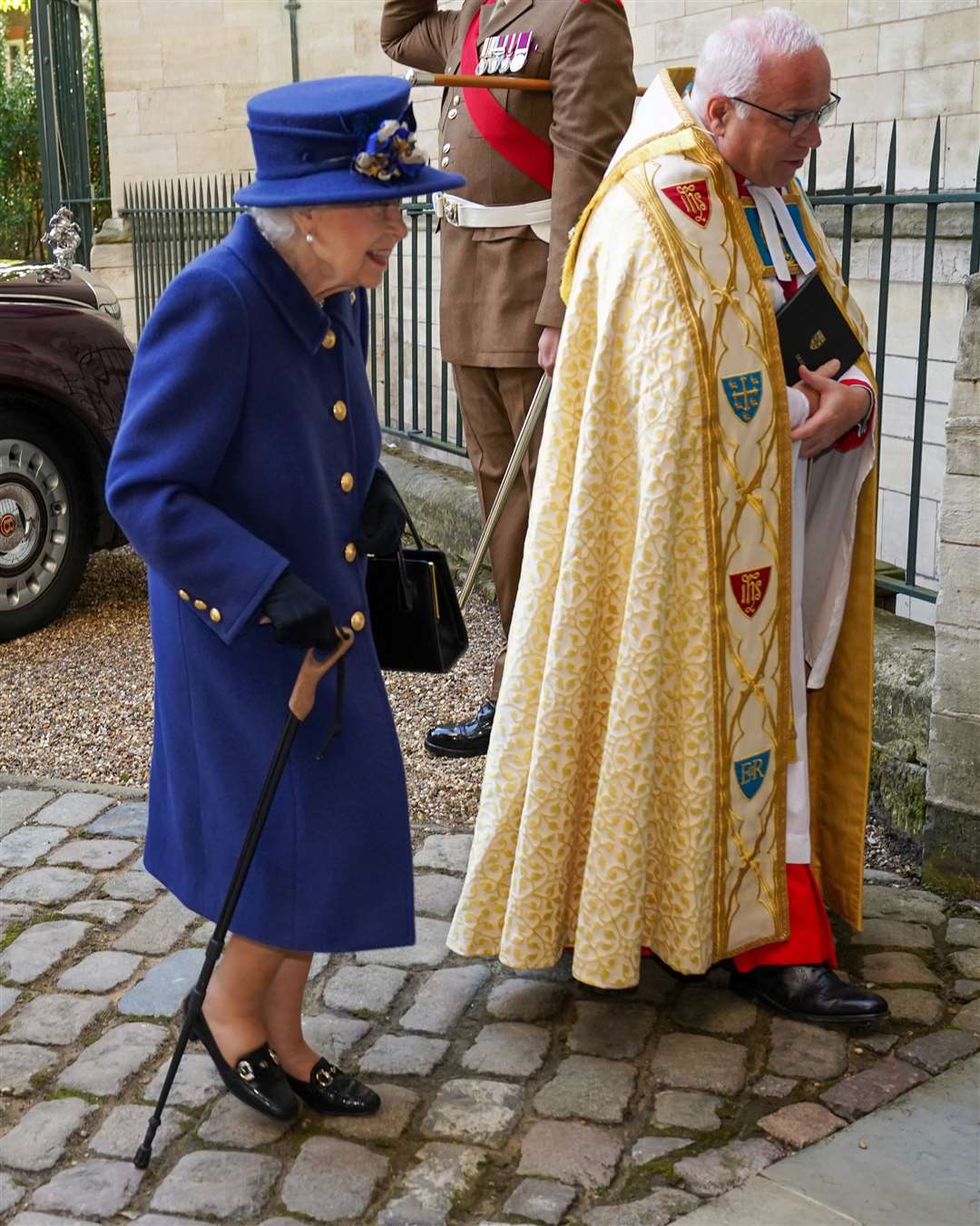 The Queen uses a walking stick at Westminster Abbey earlier in the month (Arthur Edwards/The Sun/PA)
