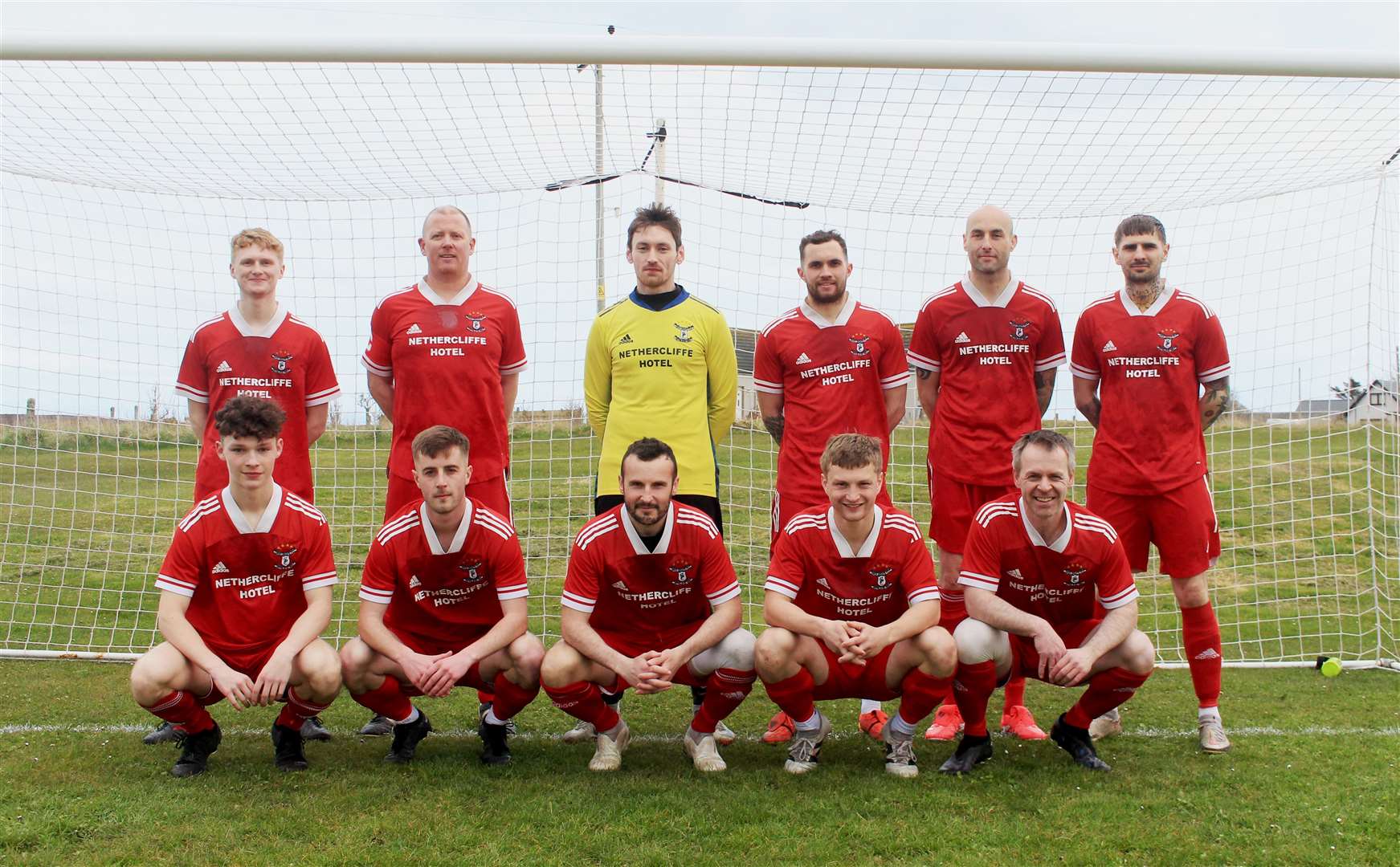 The Wick Groats starting line-up before their first league game of the season at John O’Groats on Tuesday night. Picture: Alan Hendry