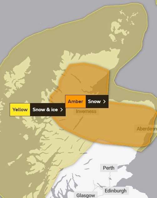 The area covered by the amber and yellow warnings. Picture: Met Office.