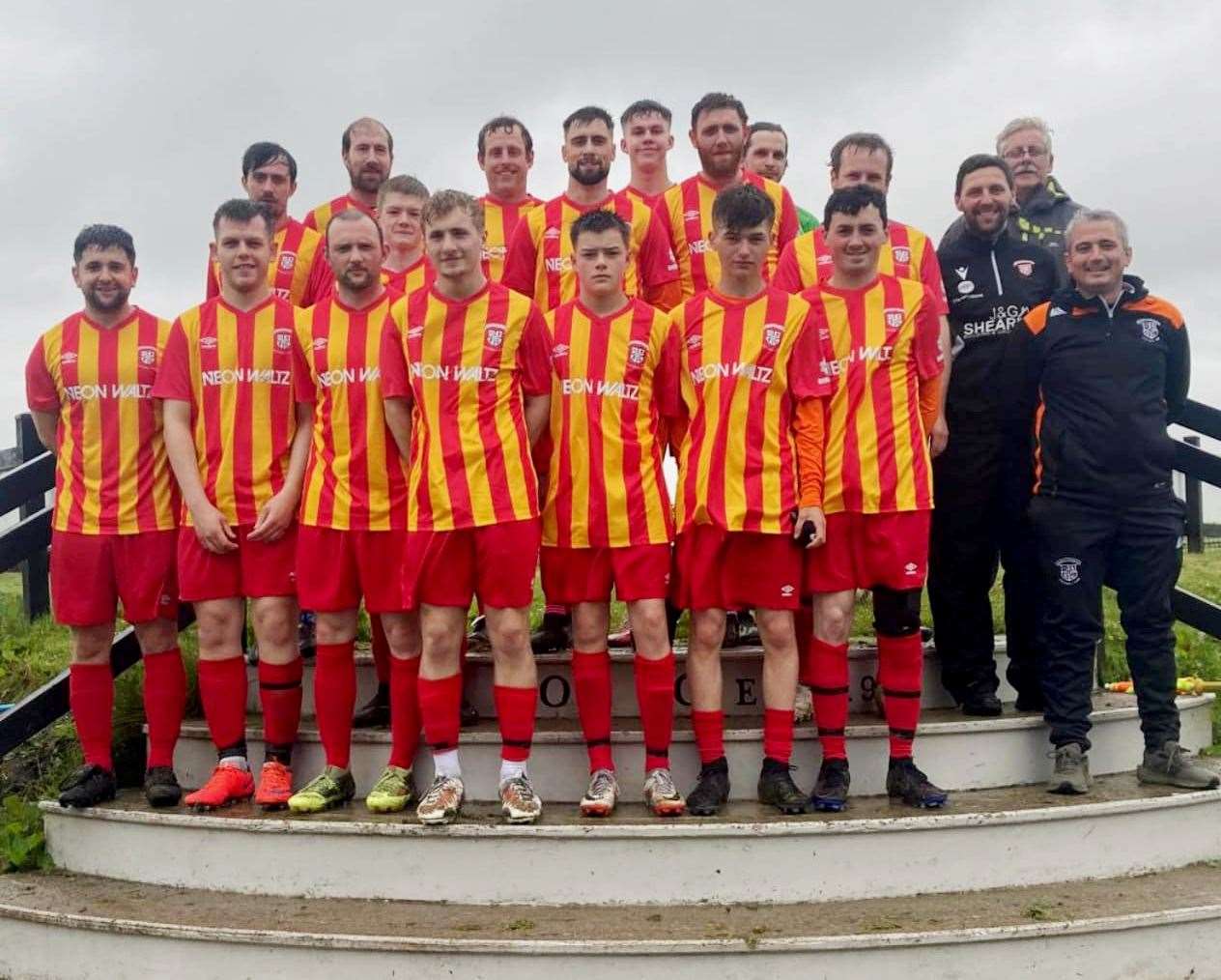 Players and committee members from John O’Groats FC were raising money for the club and for the John O’Groats Playpark Fund.