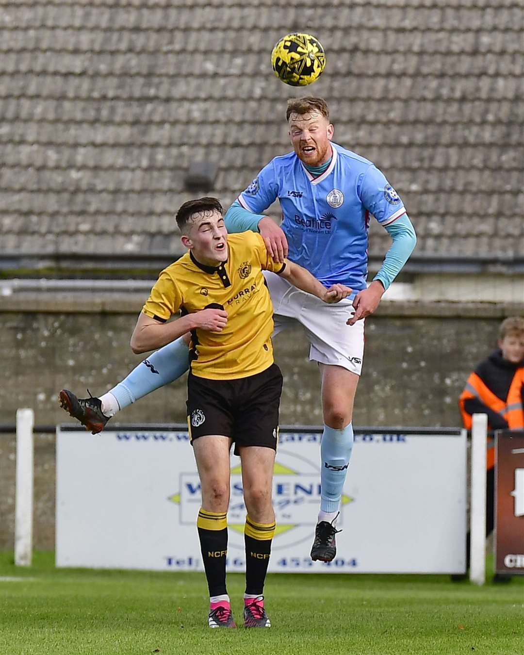Rob McLean heads the ball clear for Academy. Picture: Mel Roger