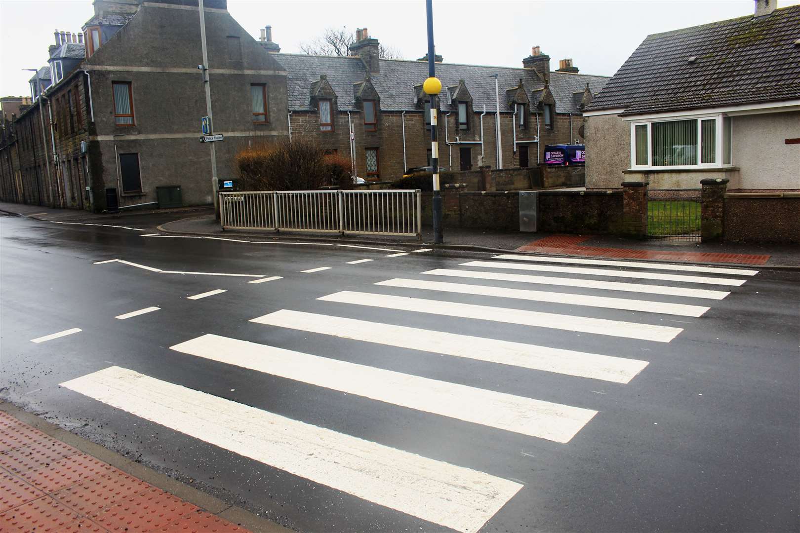 The Thurso Road zebra crossing – back to how it looked before the road was resurfaced last June.