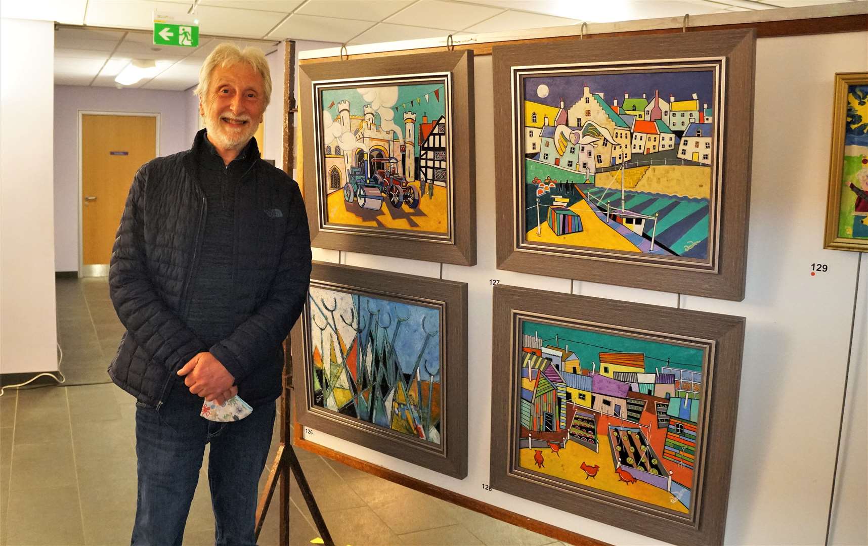 Mike Weeden from Wick was busy over lockdown to produce these colourful acrylics. Mike said that the bright palette of acrylic shades is contrasted by shards of darkness that punctuate the paintings. Picture: DGS