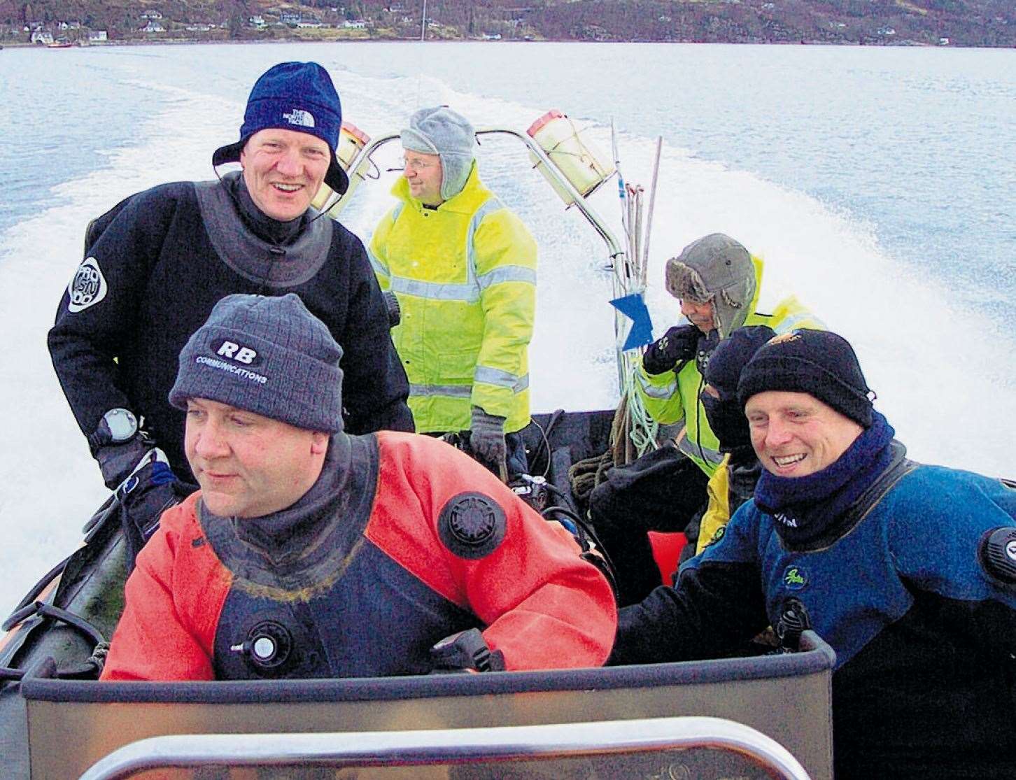 Members of Caithness Diving Club travelling on board the club’s boat, Hagar, for a dive around Loch Broom and the Summer Isles in 2009.